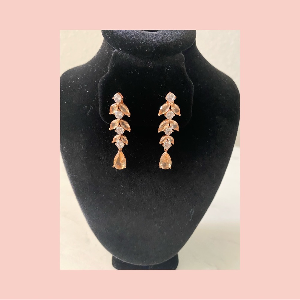 Rose Gold Colored Fashion Dangle Earrings